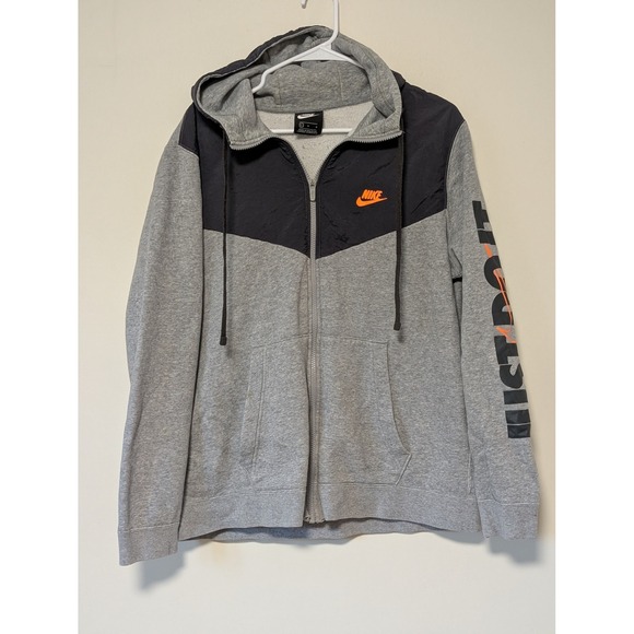 Nike Other - Nike Mens Sportswear Full Zip Hoodie Grey Black Orange Just Do It 931900-063 L